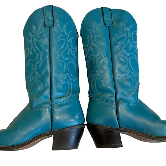 Vintage Sheplers Gorgeous Teal Blue Tall Western Boots. - Picture 6 of 16